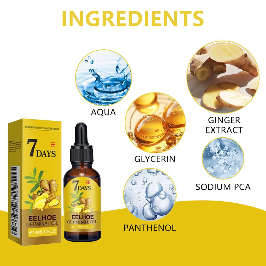 Huile de croissance capillaire au gingembre EELHOE, traitement anti-chute de cheveux essentiel et naturel, solution nutritive hydratante pour la croissance des cheveux, produits de soins