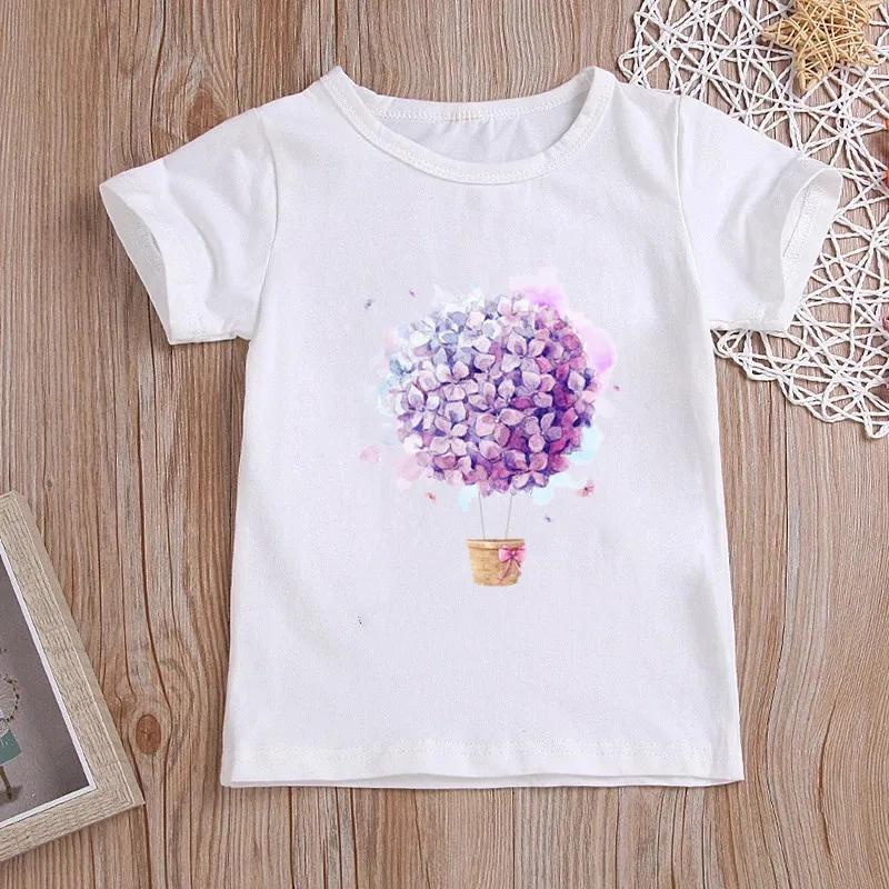 Kawaii Heart Balloon Cartoon Printed Summer Children's Fashion Cute Polyester Comfortable Top