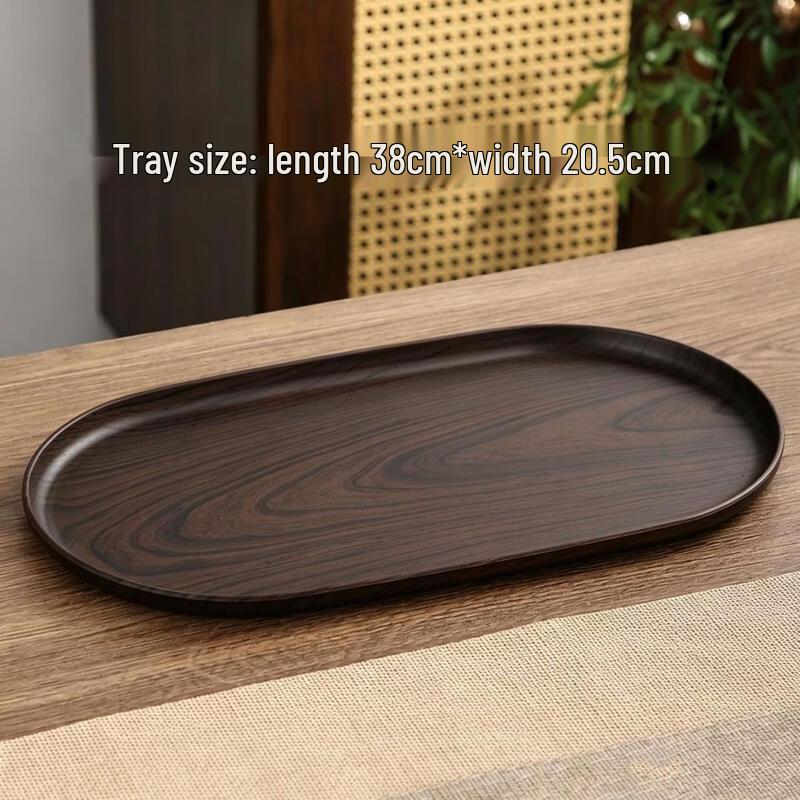 ZISIZ Faux Wood Grain Oval Plastic Serving Tray