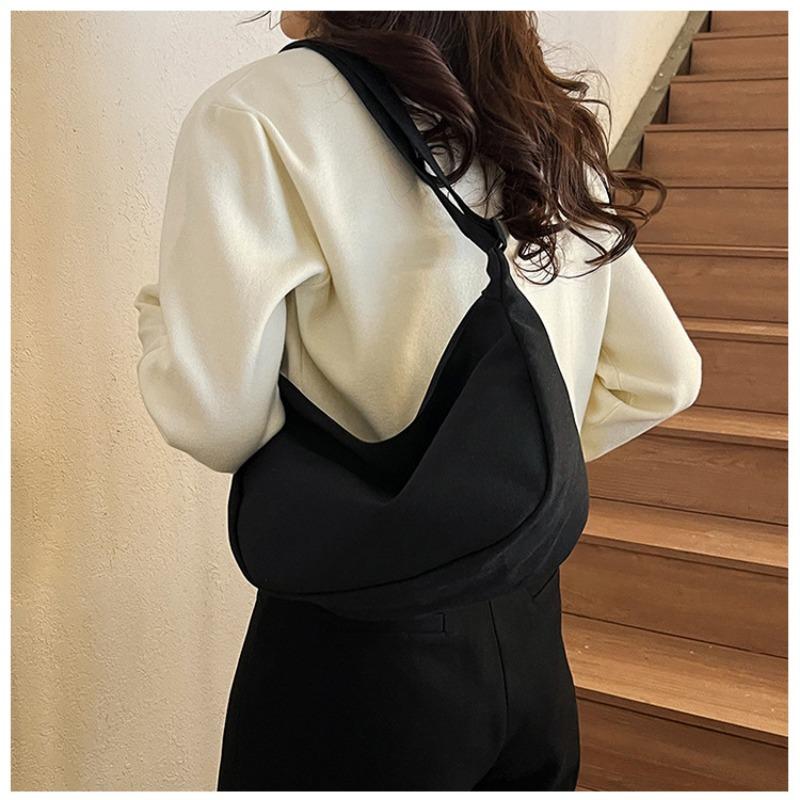 Canvas Bag Women New Korean Style Minimalist Student Instagram Hong Kong Style Shoulder Crossbody Bag Messenger Bag