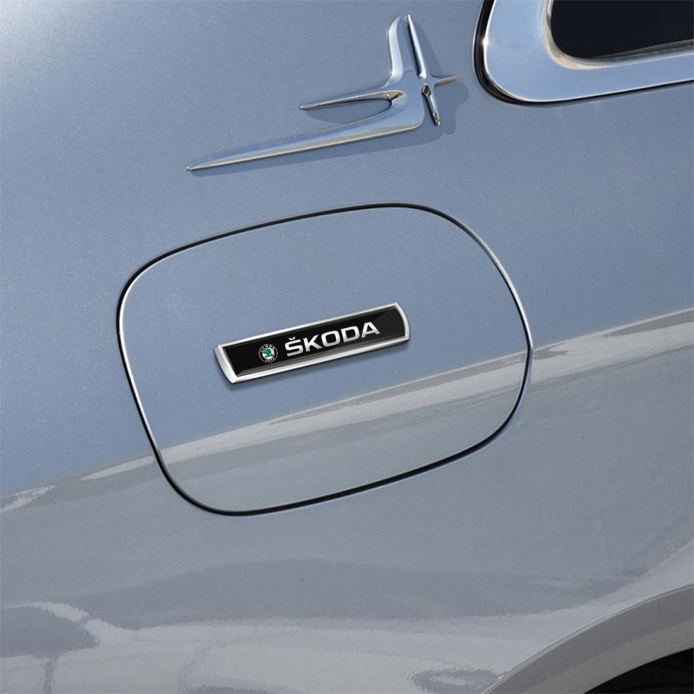 HLLQ9 Car Decoration Aluminum Metal Logo Body Fender Sticker For Skoda S Kodiaq Fabia Kamiq Karoq Octavia 3 A5 A7 Rapid Scala VRS VII