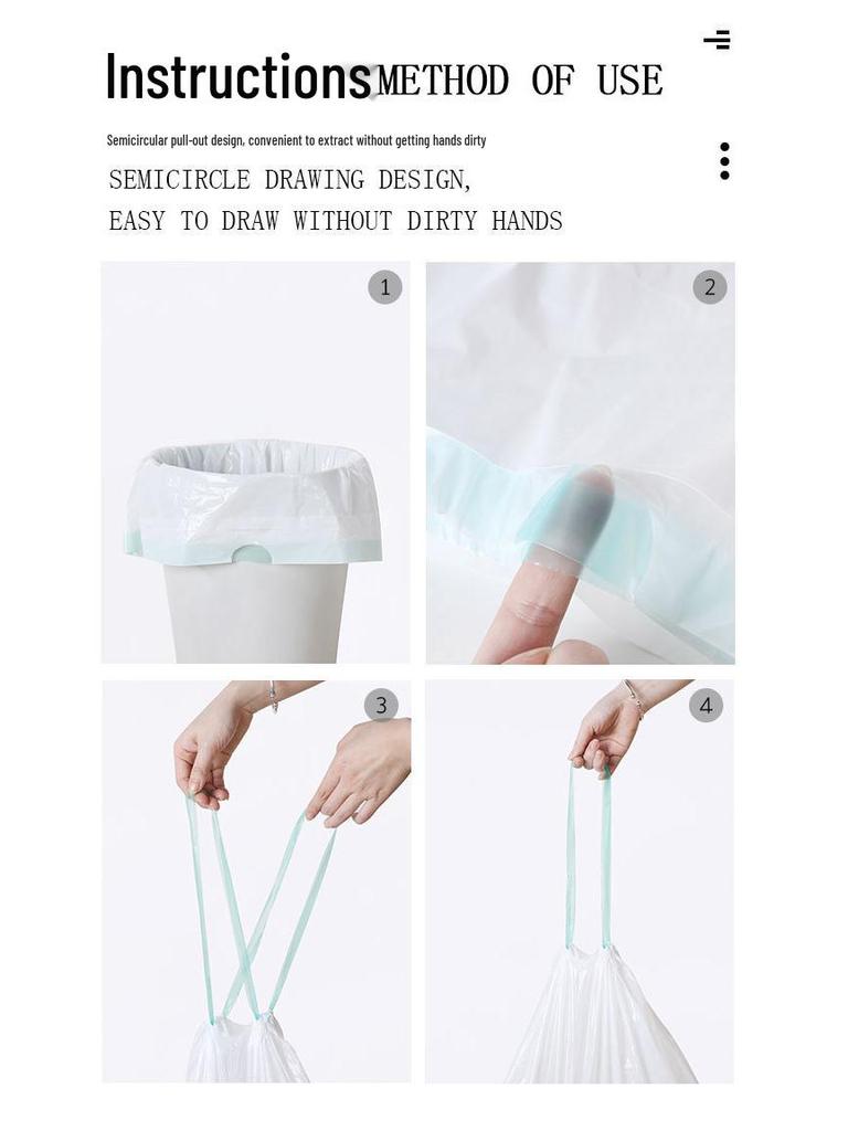 Large Thickened Automatic-Close Drawstring Garbage Bags for Household Use