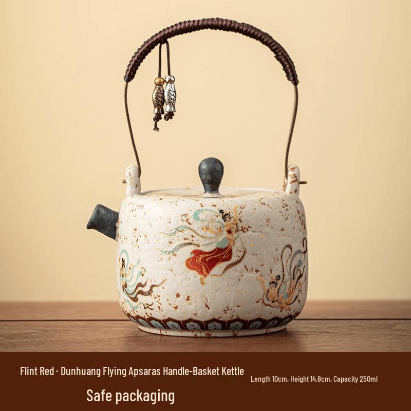 Dunhuang Flying Apsaras Flint Red Double Fish Teapot