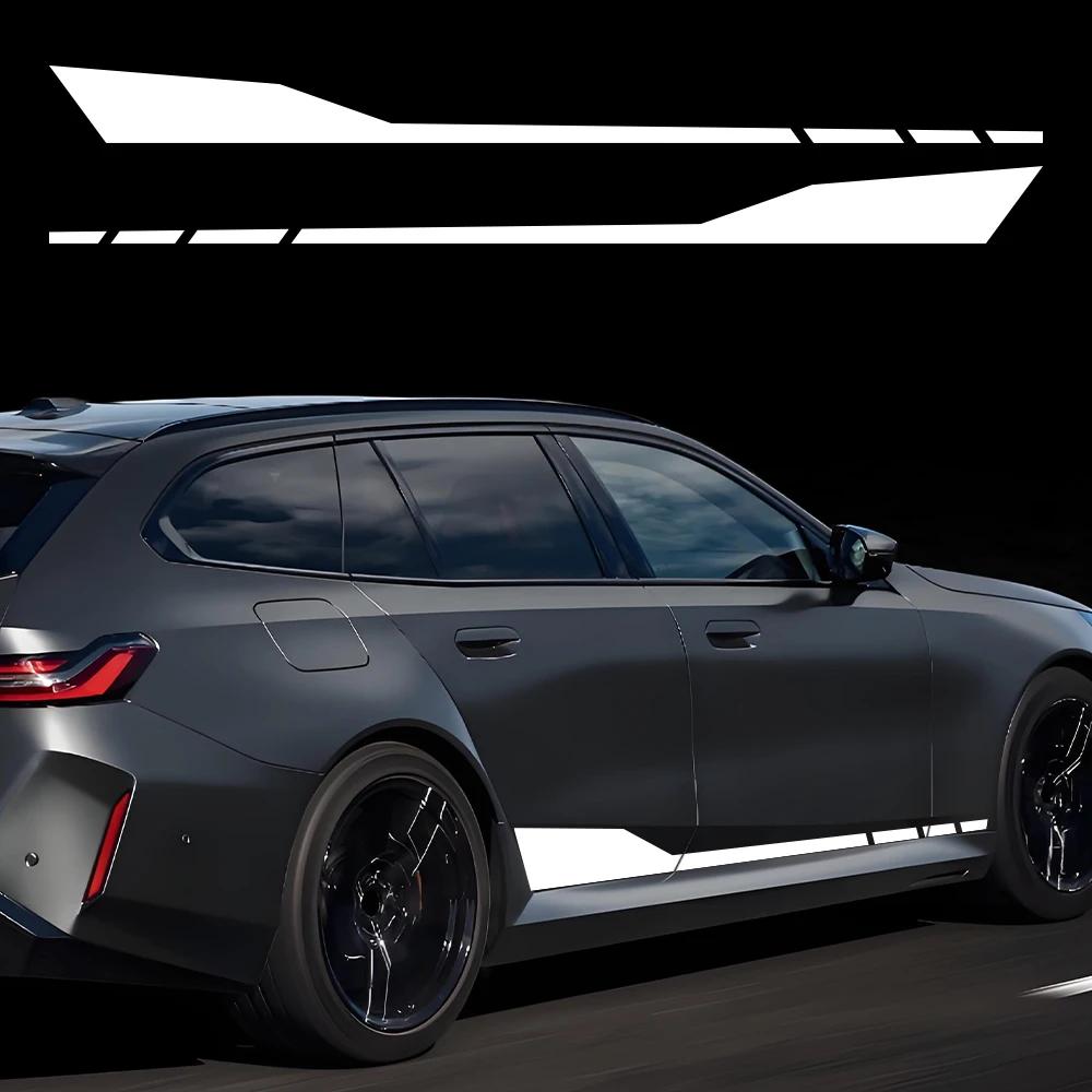 2 Stück Auto Seitenleisten Lange Streifen Taillenlinie Vinyl Aufkleber PVC Wasserdichte Aufkleber Für BMW M5 G90 G99 Auto Dekorationsaufkleber