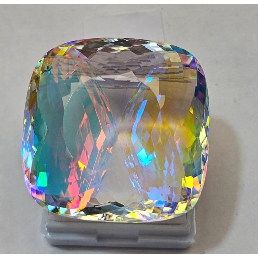 131.15 Ct Natural Mystic Topaz Cushion Rainbow Color Stunning Gemstone