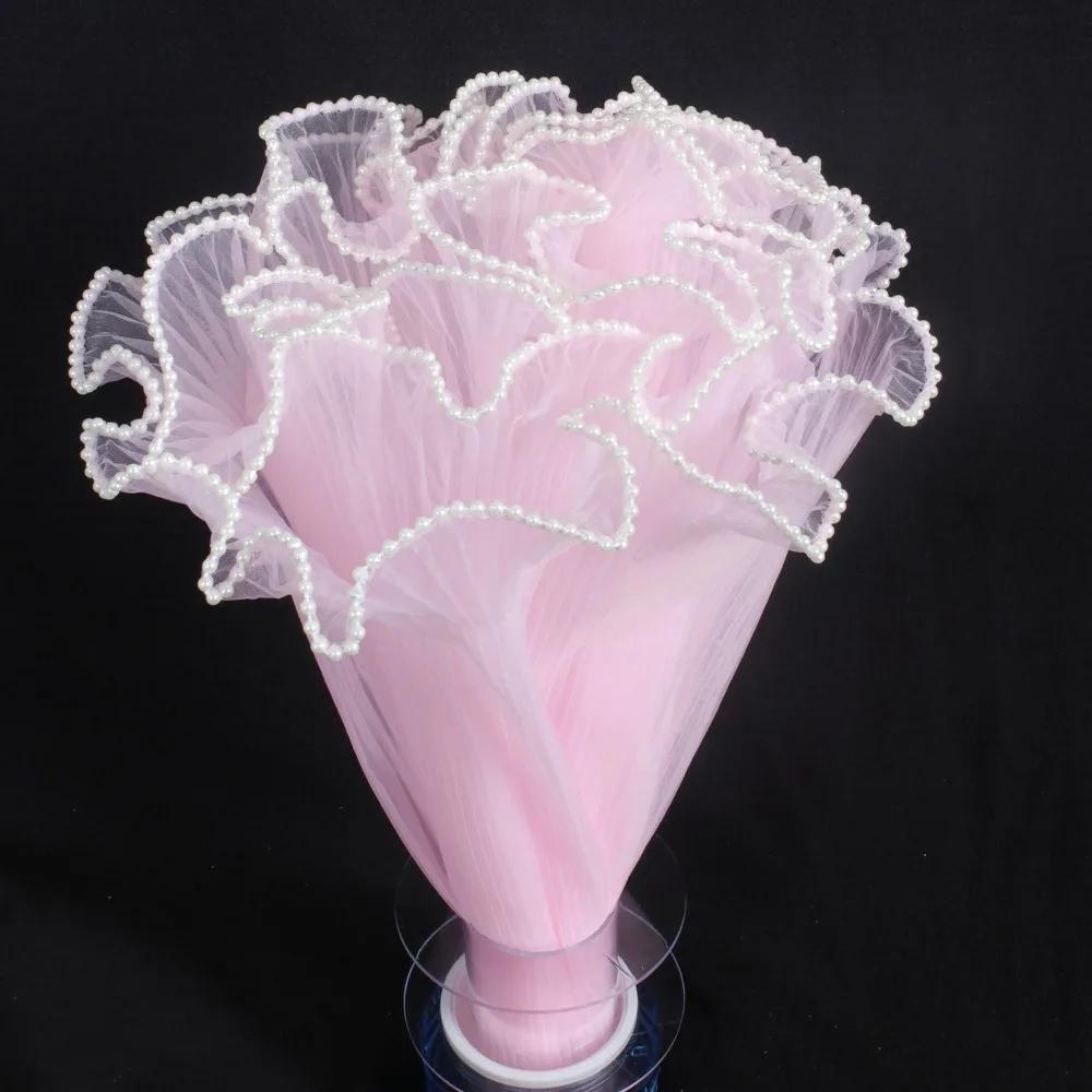 Pearl Lace Flower Wrapping Cloth Handmade Bouquet Wave Yarn Gift Wrapping Mesh Florist Romomatic Roll Gift Packaging Paper