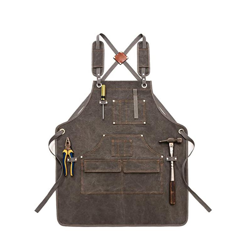 Фартук Холщовый фартук Многофункциональный карманный фартук Плотник Электрик Рабочая одежда Парикмахерский фартук черный серый
