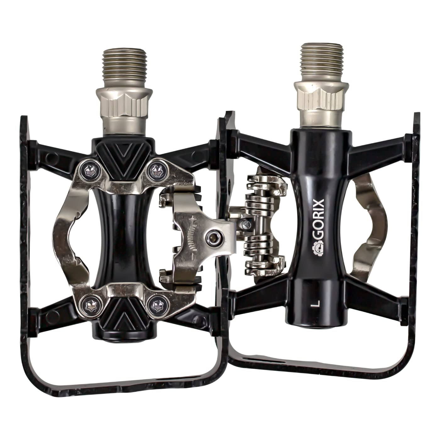 

GORIX Плоские велосипедные контактные педали с регулируемыми креплениями и шипами в комплекте для шоссейных и шоссейных фиксированных односторонних креплений, легкие, (GX-PMS106), Черный,