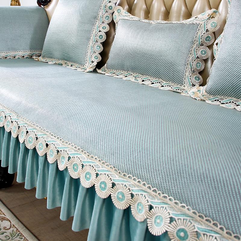 Summer Coolness Rattan Mat Fabric Sofa Cover European Hemline Living Room Decoration Non-slip Slipcover Sofa Cushion Home Decor