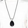 Black Wooden Oval Necklace for Women – Luxury Chinese-Style Design with Metal Accents