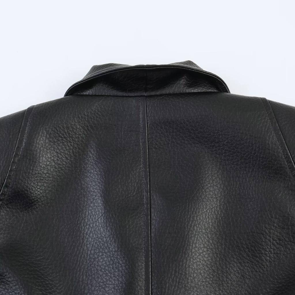 2026 summer new European and American cross-border women's clothing street fashion with belt leather effect jacket w021 83041