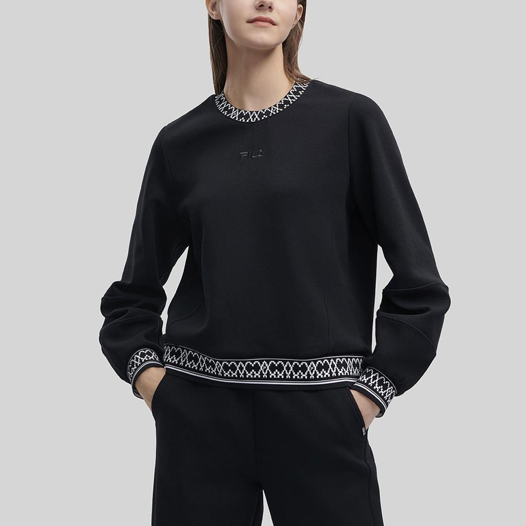 FILA Emerald Embroidered Logo Casual Pullover Sweatshirt Women sweatshirt Black F11W344209RBK