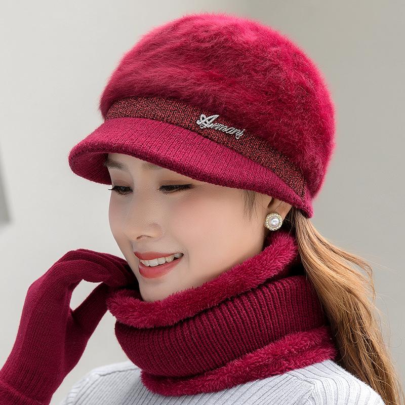 

Модная корейская версия с начесом теплая индивидуальная шапка уличная велосипедная шапка с начесом толстая теплая шапка 55cm-58cm вино красного