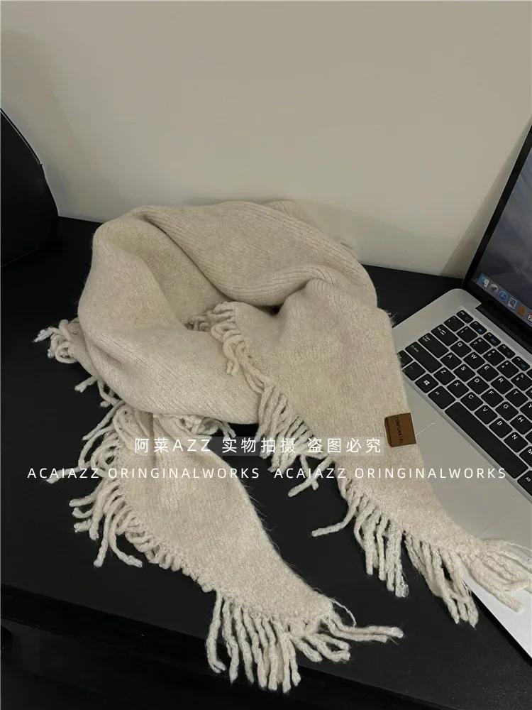 

Осень и Зима Новая Модная Универсальная Шерстяная Шаль Высококлассный Вязаный Шарф Женский Зимний Теплый Шарф Треугольный Шарф