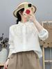 Women's Early Spring Cotton Gauze Embroidered Lapel Shirt - Long Sleeve, Loose Fit, Versatile