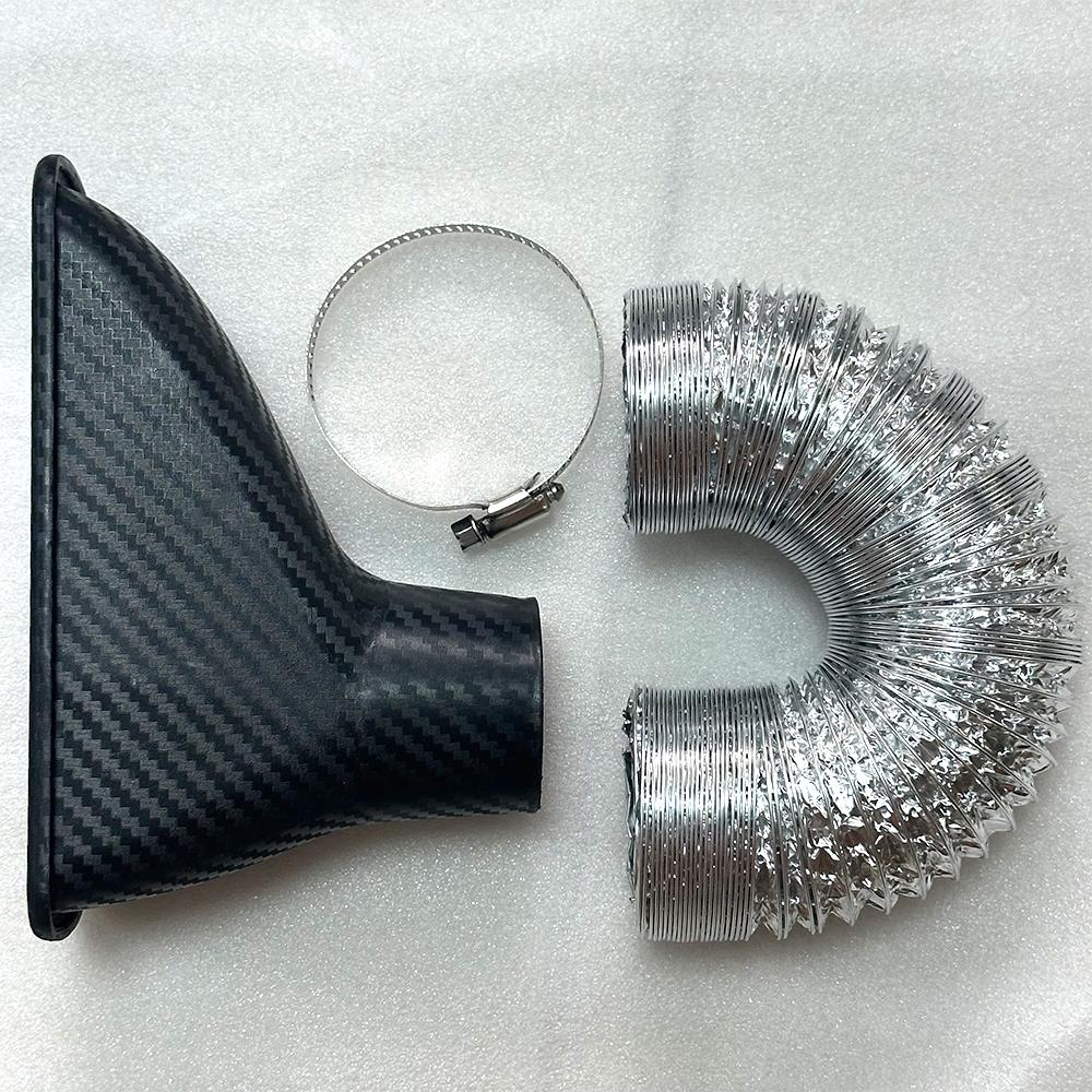 1pcs Car Front Bumper admission air Turbo Air Intake Pipe Kit ABS Turbine Inlet Kit Pipe Air Funnel Carbon Fiber Look