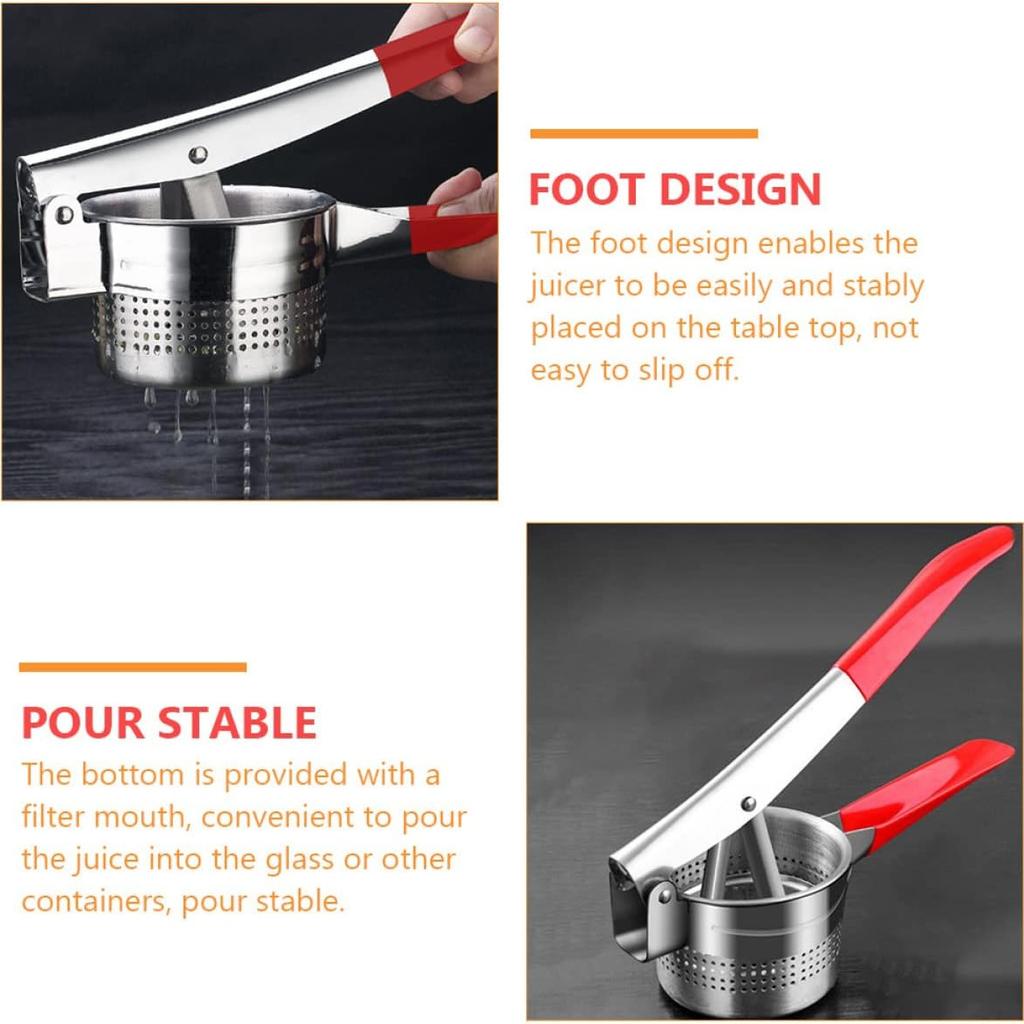 Stainless Steel Potato Ricer , Masher , Manual Handheld Kitchen Gadget for Mashed Potatoes, Grated Vegetables, and Fresh Juice Extraction