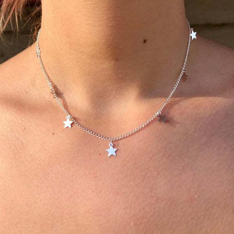 

Модное ожерелье со звездой в стиле бохо, колье для женщин, модные подарки, аксессуары, ювелирные изделия для свадебной вечеринки 1Pc серебряный