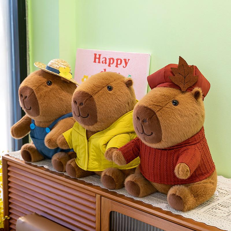 Capybara Clothes Wear Plush Toy Animal Stuffed Doll Cartoon Kids Birthday Gift
