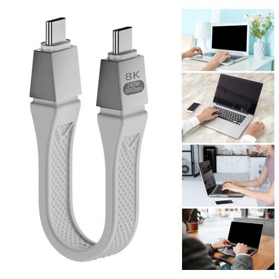 Short USB C Cable 80Gbps Connection 13 Cm 240W High Speed Data Transfer