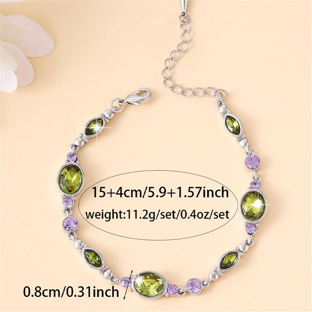 Charm Female Olive Green Purple Zircon Stone Round Bracelet Gold Silver Color Adjustable Wedding Jewelry For Women