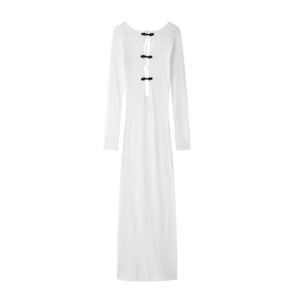 

2025 Spring Women s Sheer Hollow-Out Slit Cover-Up Dress Large