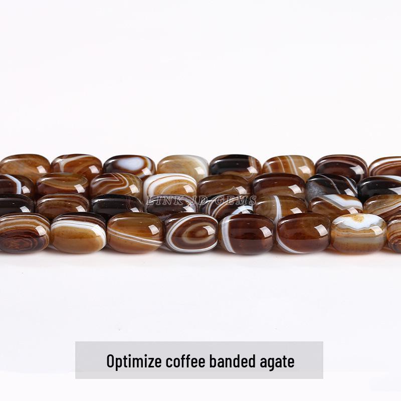 8/10mm Coffee Striped Agate Rice and Drum Beads for DIY Bracelet Jewelry Crafting.