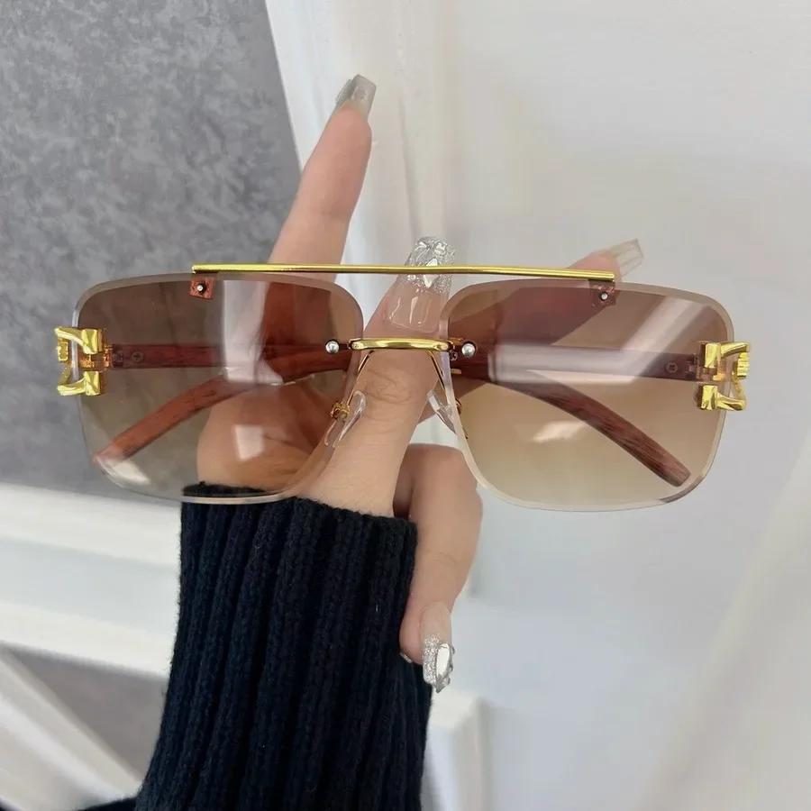 Personality Square Sunglasses Women Men Rimless Sun Glasses Female Male Designer Brand Classic Travel Outdoor