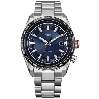 [Občan] Atessa Light Powered Eco Drive Radio Watch Vodotěsné Navy CB0287-68L pánské stříbrné