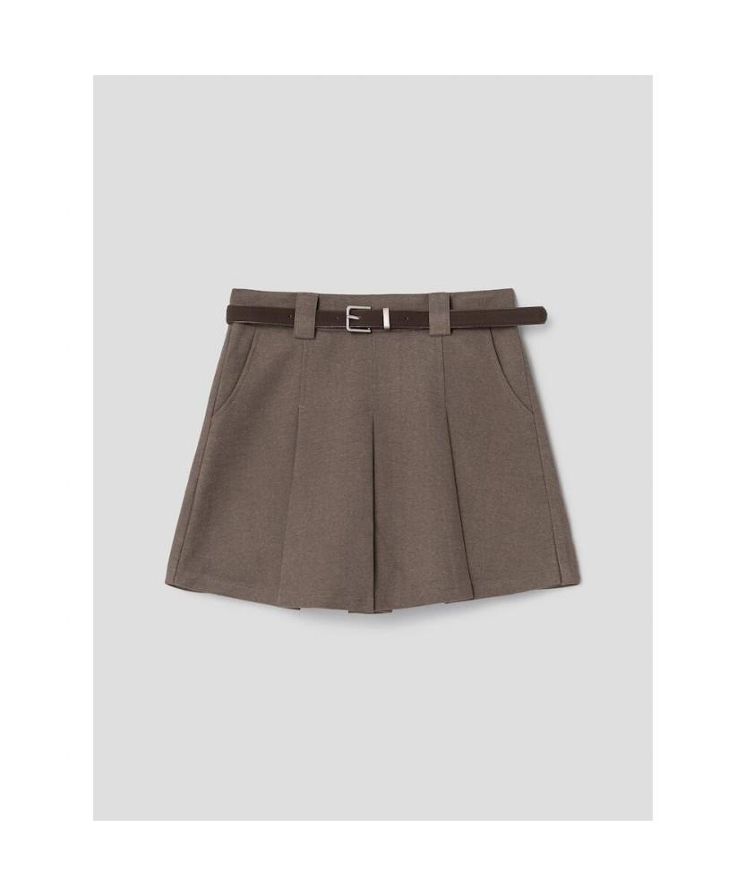 8SECONDS Suede Belted Skirt Beige