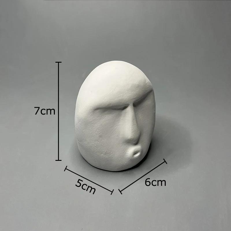 Abstract Stone Human Face Plaster Statue Desk Decoration Ornaments Creative Artwork Characters Sculpture Room Aesthetic Decor