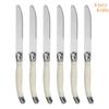4/6/8/16/24pcs Laguiole Ivory-colored-colored Dishware Collection Stainless-steel Steak Knives Meal Forks Tablespoons Teaspoon Korean Silverware