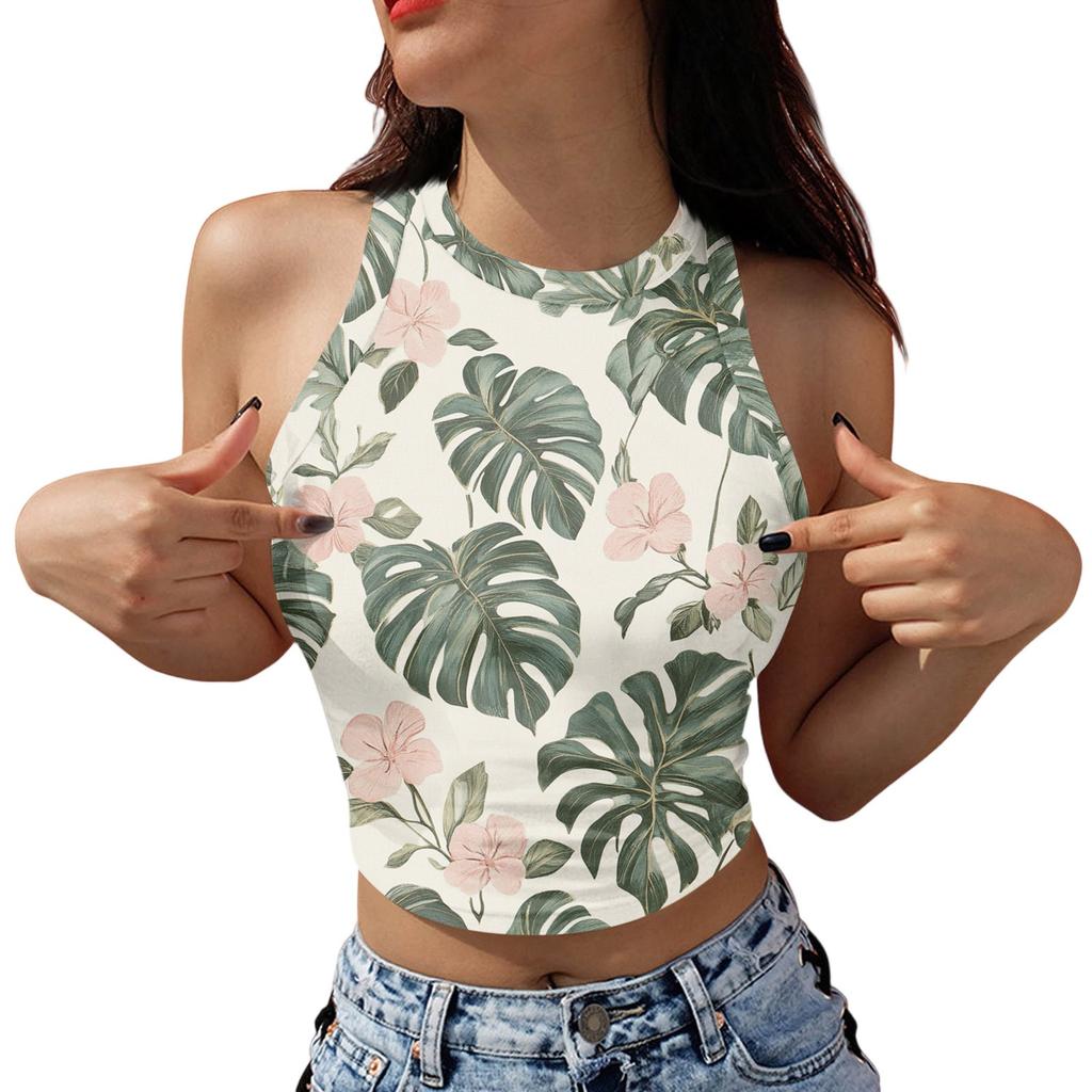 Women's Fashion Hawaii Print Sleeveless Base Tank Top