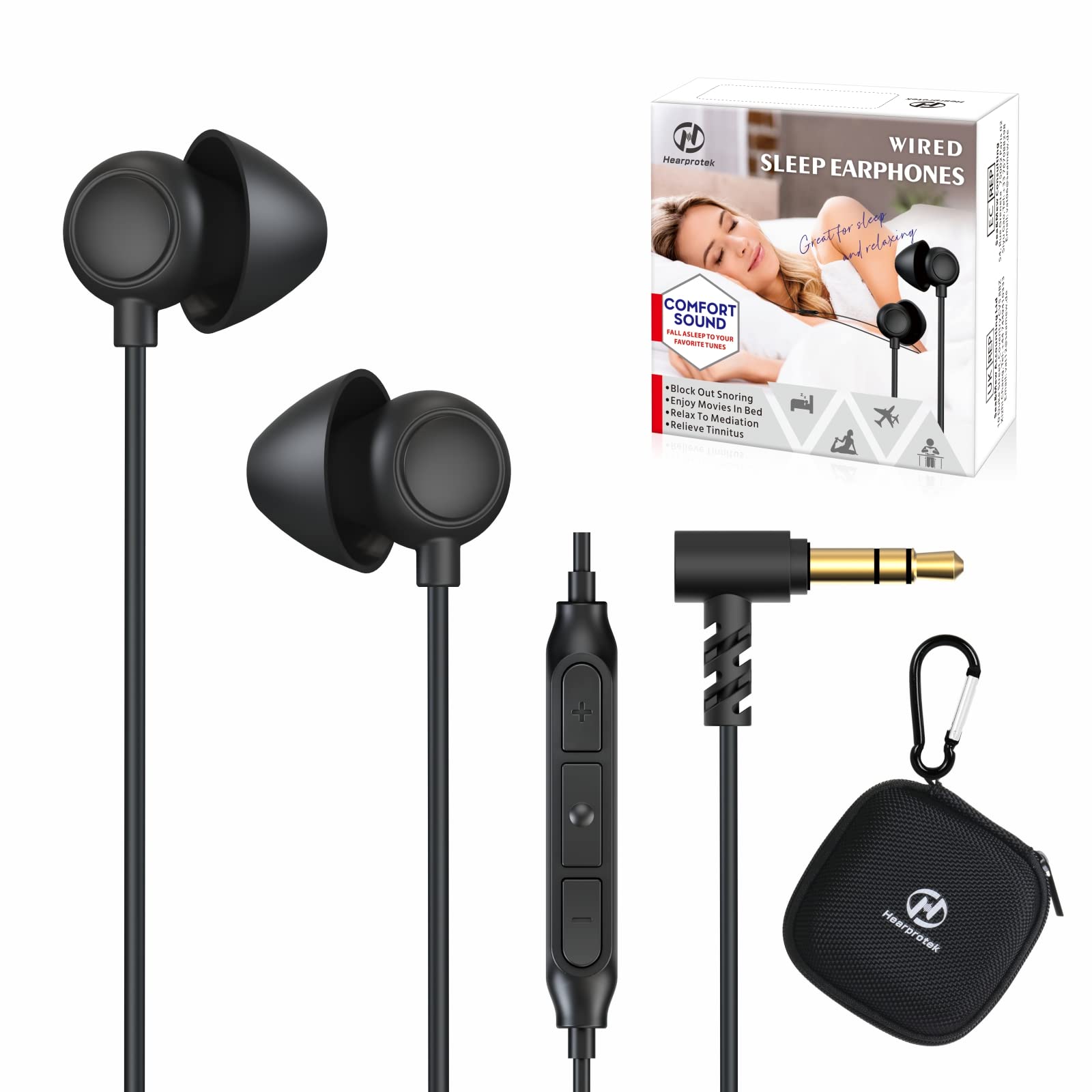 

2 Pairs Sleep Earbuds, Soft Comfortable in-Ear Earphones with mic-Low Profile Noise Reduction Headphones for Sleeping on Side, snoring, Yoga, Travel,