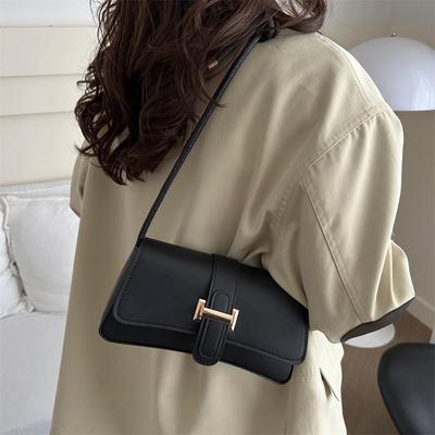 Dokulu İşe Gidiş Düz Renk PU Küçük Kare Çanta Yeni Çok Yönlü ve Moda Çapraz Askılı Çanta Fransız Niş Tek Omuz Koltuk Altı Çantası