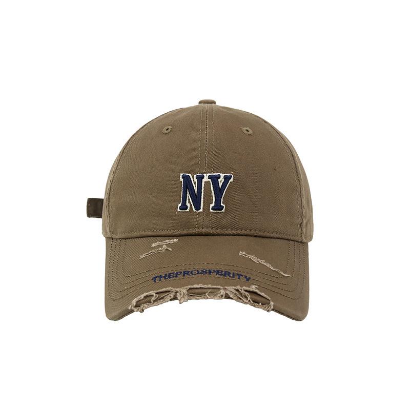 

Baseball cap Female original trendy brand Ripped edging Baseball cap Couple versatile soft top cap One Size