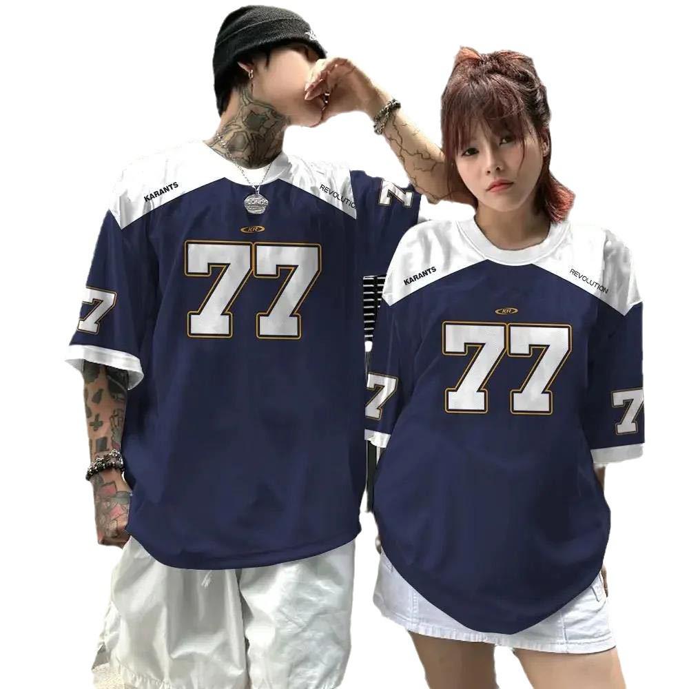 Unisex 3D-Druck Rundhals Hip Hop #77 Jersey T-Shirt, Locker Lässig Kurzarm