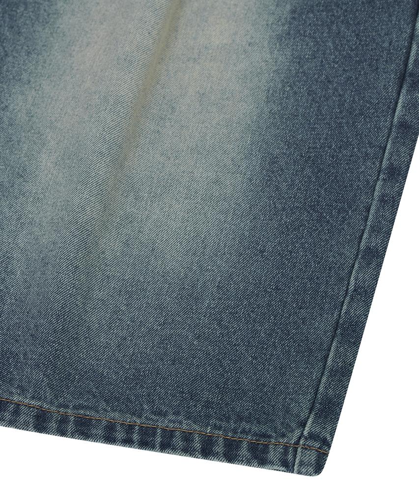 STANDARDERROR 87-Stan174 Heavy Washed Bermuda Denim Pants Deep Blue