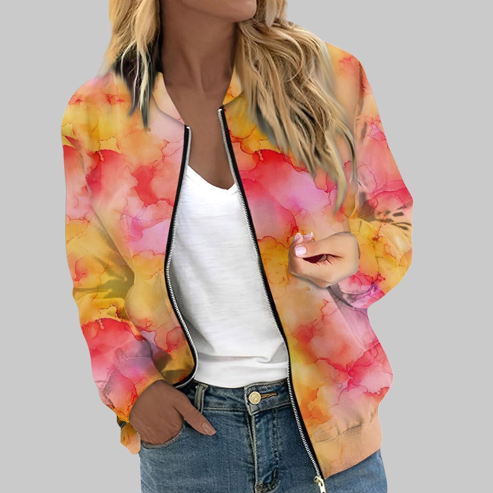 

Женская верхняя одежда с длинным рукавом и принтом, повседневные топы на молнии, кардиган, рубашка, тонкая куртка для женщин XL