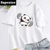 Panda T-Shirts Der Kampf ist echt Gewichtheben Fitness Fitnessstudio Süßes T-Shirt Damen Lustige Baumwoll-T-Shirts Übergröße Damenbekleidung