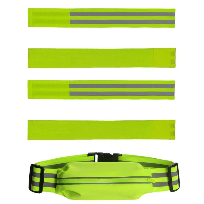 Reflective Glow Belt Be Seen and Protected During Nighttime Workouts! Reflective Waist Belt Storage Pocket Armbands