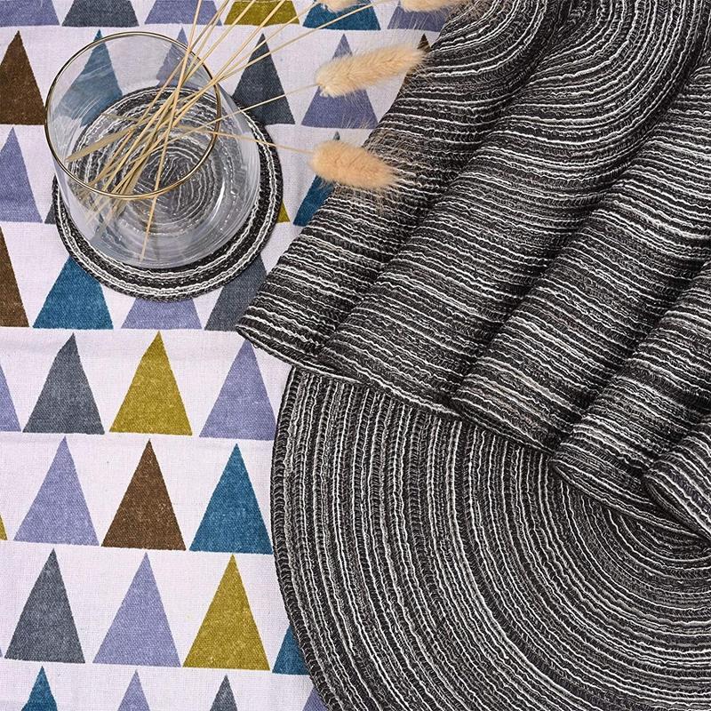 1Sets Round Woven Place Mats Coasters Set Braided Place Mats Coaster Waterproof Plate Mats for Kitchen Wedding Dining Table