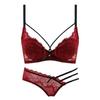 9907 Lace Cross-Strap Bra Set: Sexy European & American Style, Thin Top, Thick Bottom, Steel Ring Support
