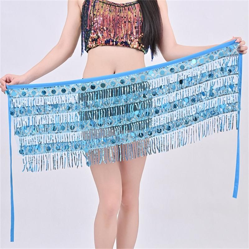 Belly Dance Hip Scarf With Detachable Fringe Skirt Adjustable Waist Chain For Performances And Practice