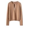 Women's 100% Pure Cashmere Half-Zip Round Neck Sweater - Autumn/Winter Fashion Versatile Knit Base Layer