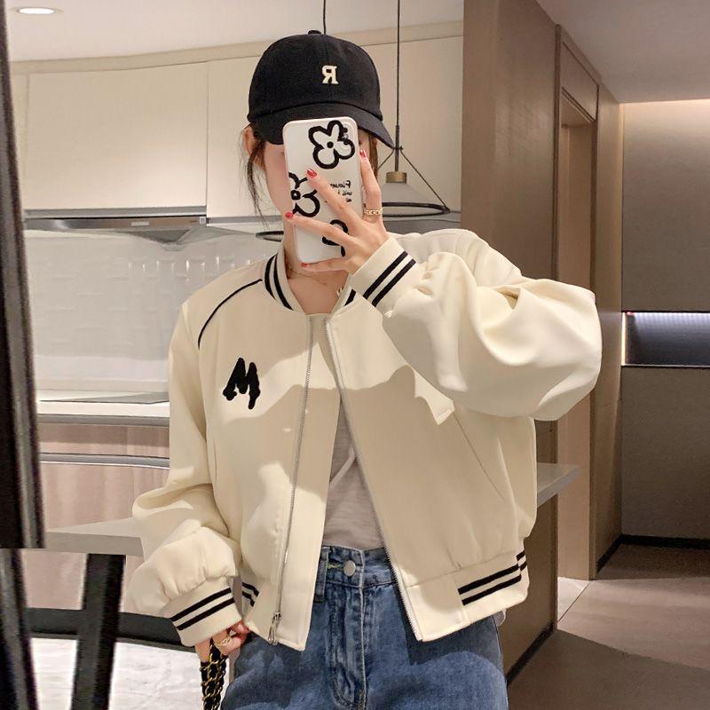 

Women s Petite Casual Loose Baseball Jacket - Autumn 2025 S (Recommended for 80-90 kg) грязно-белый