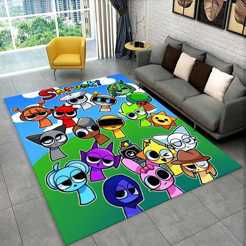 Music Sprunki Incredibox Game Non-Slip Area Rug for Living Room,Bedroom,Playroom,Soft Carpet Floor Mat Home Decor Rug Kids Room