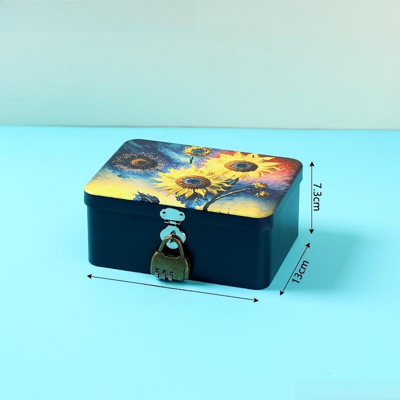 Cartoon Iron Pattern Box For Desk Drawer And Home Office Decoration Storage