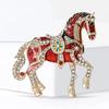 Alloy Multicolor Horse Brooch Rhinestone Inlaid Standing Horse Brooch Lapel Pin Zodiac Year Animal Brooch for Men Women Clothing Accessories