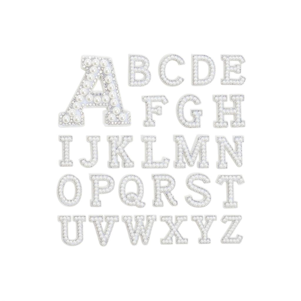26 Pcs Large Beads with Adhesive Letter Stickers and Non-Woven Letter Patches for Jewelry Making and Clothing Decoration